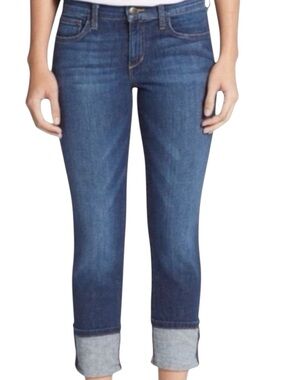 Joe’s Jeans Boyfriend Low-Rise Cuff Dark Blue Denim Jeans Size 28 Measure 30